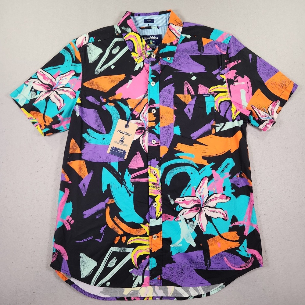 Chubbies The Show Stopper Friday Shirt Men M Multicolor 90s Abstract Floral NWT